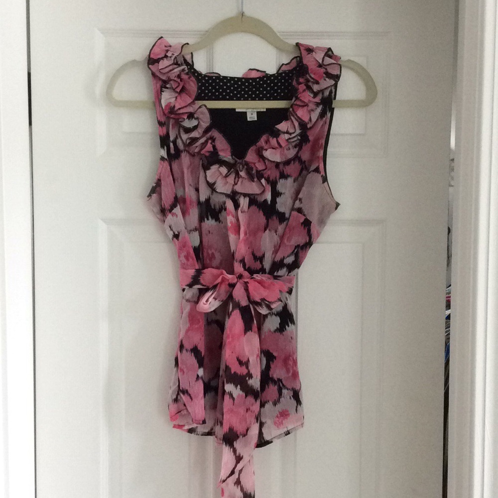 Pink/Black Floral Blouse